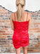 Simple Red Pleat Square Spaghetti Strap Mini New Arrival Homecoming Dresses,HM171