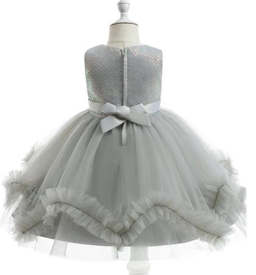Elegant Ball Gown Sliver Tulle Empire A-Line Cute Little Flower Girl Dresses, ET47