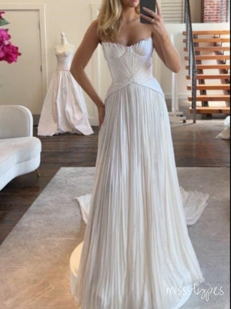 Strapless Sheath White Lady A-Line Long Prom Evening Dress,ZX266