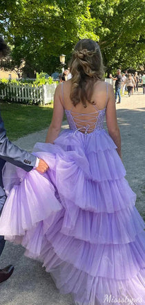 Elegant Spaghetti Strap V-neck Lace A-line Long Prom Dress Ideas, Evening Party Dresses,ZX613