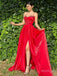 Sexy Red Beading Spaghetti Strap Side Slit Mermaid Long Prom Evening Dress,ZX320