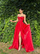 Sexy Red Beading Spaghetti Strap Side Slit Mermaid Long Prom Evening Dress,ZX320