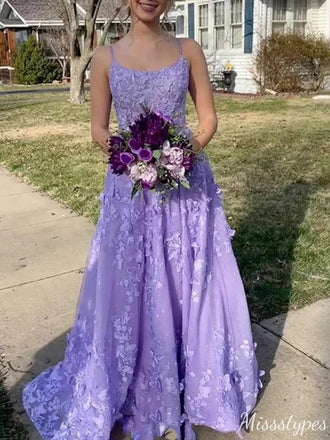 Gorgeous Spaghetti Strap Square A-line Long Prom Dress Ideas, Evening Party Dresses,ZX615