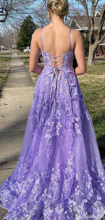 Gorgeous Spaghetti Strap Square A-line Long Prom Dress Ideas, Evening Party Dresses,ZX615
