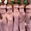 Pearl Pink One Shoulder Appliqued Cozy Mermaid Long Bridesmaid Dresses Online, BL130