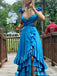 Unique V-neck Asymmetric A-line Long Prom Dress Ideas, Evening Party Dresses,ZX616