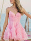 Beautiful Blush Pink Tulle A-Line Sweetheart Mini Homecoming Dresses, HM89