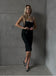 Elegant Black Beading Spaghetti Strap Tea-Length Long Prom Evening Dress,ZX321