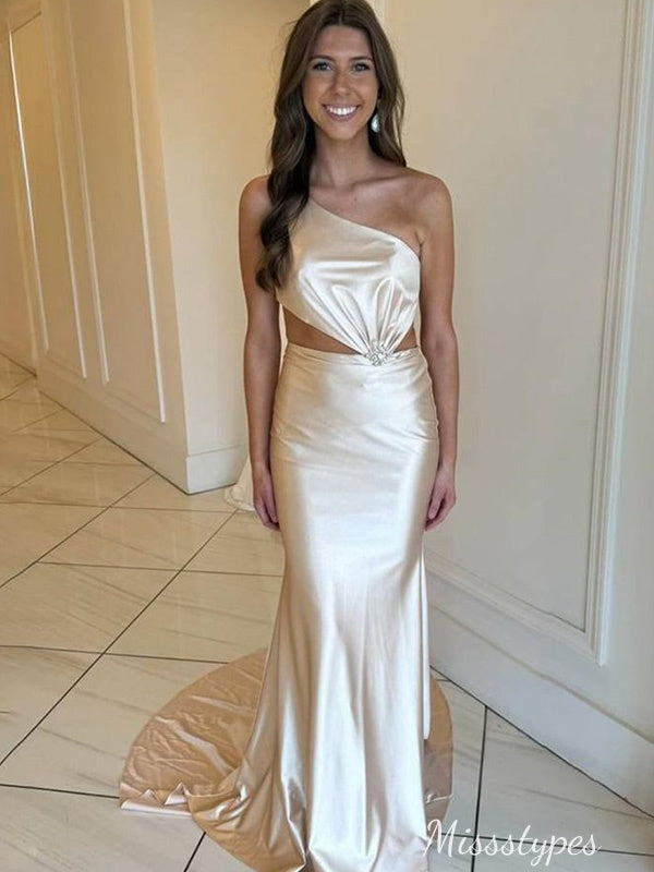 Elegant One-Shoulder Mermaid  Long Prom Dress Ideas, Evening Party Dresses,ZX515
