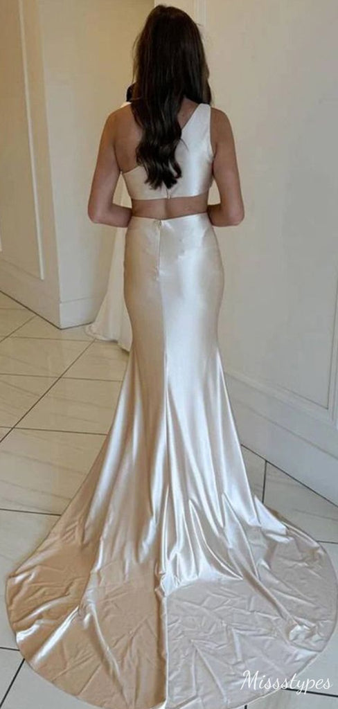 Elegant One-Shoulder Mermaid  Long Prom Dress Ideas, Evening Party Dresses,ZX515