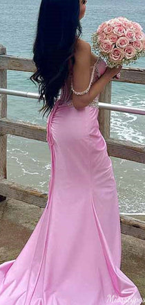 Sexy Off-shoulder Beadings Mermaid Long Prom Dress Ideas, Evening Party Dresses,ZX619