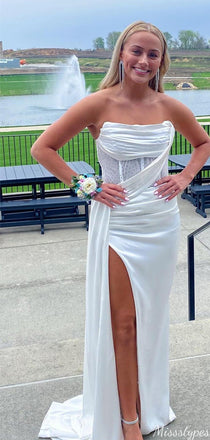Sexy Straight Across Strapless Mermaid Long Prom Dress Ideas, Evening Party Dresses,ZX620