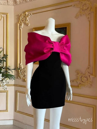 Charming New Rose Pink Bow Strapless Mini Party Homecoming Dresses,HM198