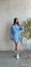 Blue Full Sleeve Ruffle Cozy Lady New Arrival Homecoming Dresses,HM105