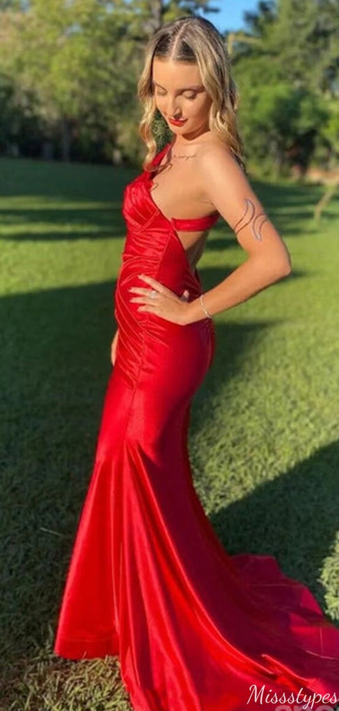 Sexy One-shoulder Mermaid Long Prom Dress Ideas, Evening Party Dresses,ZX628