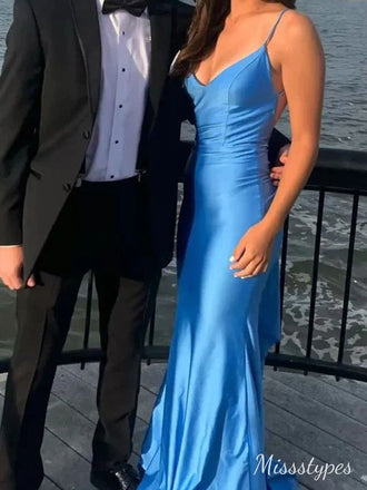 Sexy Spaghetti Strap Backless Mermaid  Long Prom Dress Ideas, Evening Party Dresses,ZX516