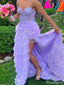 Gorgeous Spaghetti Strap Lace A-line Long Prom Dress Ideas, Evening Party Dresses,ZX629