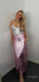 A-Line Sliver&Pink Sequin Spaghetti Strap Long Prom Evening Dress,ZX288