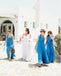 Soft Unique Blue Halter V-Neck Empire Bridesmaid Dresses Online, BL71