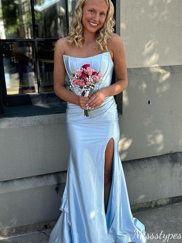 Elegant Strapless Mermaid Long Prom Dress Ideas, Evening Party Dresses,ZX634