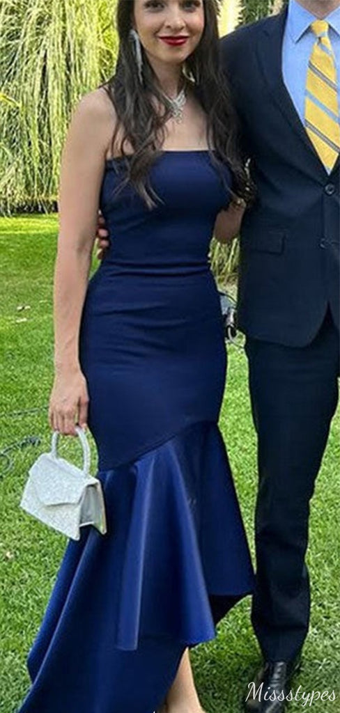 Formal Straight Across Strapless Mermaid Long Prom Dress Ideas, Evening Party Dresses,ZX636