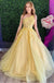 Women Pretty Yellow Appliqued One Shoulder A-Line Long Prom Evening Dress,ZX259