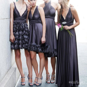 Women Mismatched Black Soft Satin Sexy Bridesmaid Dresses Online, BL79