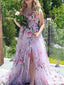 Gorgeous Spaghetti Strap V-neck A-line Long Prom Dress Ideas, Evening Party Dresses,ZX640