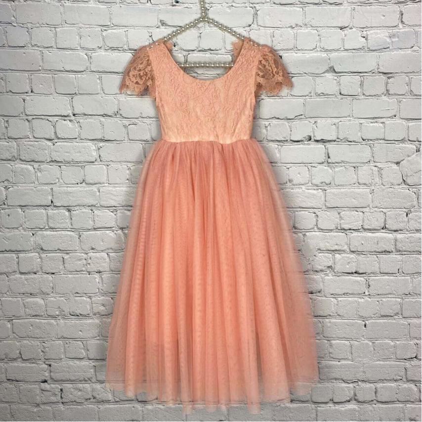 Pretty Pink Cap Shoulder Tulle A-Line Princess Little Flower Girl Dresses, ET64