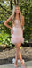 Sparkly Beading Feather See Through Pink Mini New Arrival Homecoming Dresses,HM163