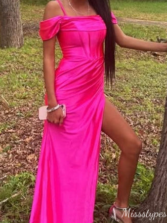 Elegant Spaghetti Strap Off-shoulder Mermaid Long Prom Dress Ideas, Evening Party Dresses,ZX643