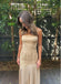 Designed Champagne Strapless Pleat Satin Tea-Length Long Prom Evening Dress,ZX318