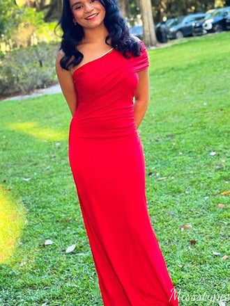 Formal One-shoulder Mermaid Long Prom Dress Ideas, Evening Party Dresses,ZX644