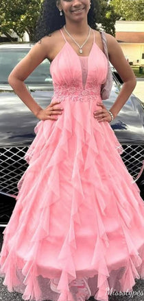 Elegant Spaghetti Strap A-line Long Prom Dress Ideas, Evening Party Dresses,ZX645