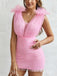 Blushing Pink Sexy Tulle V-Neck Women Mini Party Homecoming Dresses,HM234