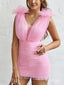 Blushing Pink Sexy Tulle V-Neck Women Mini Party Homecoming Dresses,HM234