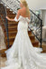 White Gorgeous Appliqued Lace With Trailing Off Shoulder Mermaid Fashion Wedding Dresses,HS87