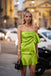 Green Strapless Mini Pleat New Arrival Homecoming Dresses,HM107