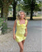 Pretty Yellow Ruffle Backless Mini Party Homecoming Dresses,HM293