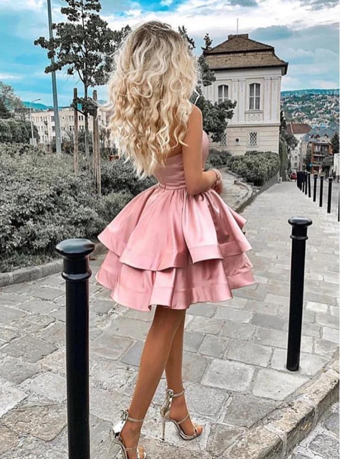 Coral Beautiful One Shoulder A-Line Mini New Arrival Homecoming Dresses,HM176