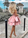 Coral Beautiful One Shoulder A-Line Mini New Arrival Homecoming Dresses,HM176