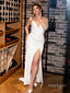 Simple Side Slit White Soft Sweetheart Popular Long Fashion Wedding Dresses,HS97