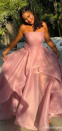 Gorgeous Straight Across Strapless A-line Long Prom Dress Ideas, Evening Party Dresses,ZX657