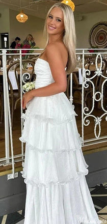 Elegant Straight Across Strapless A-line Long Prom Dress Ideas, Evening Party Dresses,ZX659