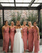 Blushing Pink Simple One Shoulder Satin Mermaid Women Floor-Length Bridesmaid Dresses Online, BL168