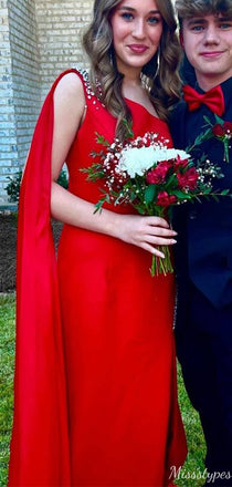 Unique One-shoulder Mermaid Long Prom Dress Ideas, Evening Party Dresses,ZX661