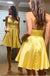 Classy Yellow V-Neck Women Spaghetti Strap Mini New Arrival Homecoming Dresses,HM172