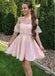 Lace Elegant Pink Word Shoulder Appliqued Empire Mini New Arrival Homecoming Dresses,HM124