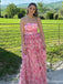 Casual Straight Across Strapless A-line Long Prom Dress Ideas, Evening Party Dresses,ZX663
