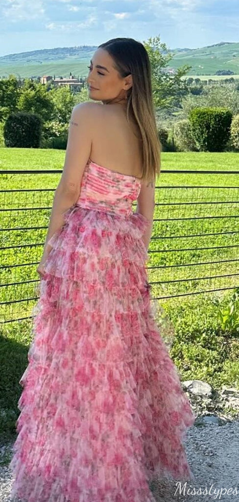 Casual Straight Across Strapless A-line Long Prom Dress Ideas, Evening Party Dresses,ZX663